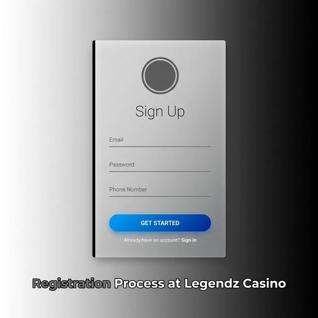 Step-by-step Legendz Casino registration process showing account creation, email verification, and first deposit for welcome bonus